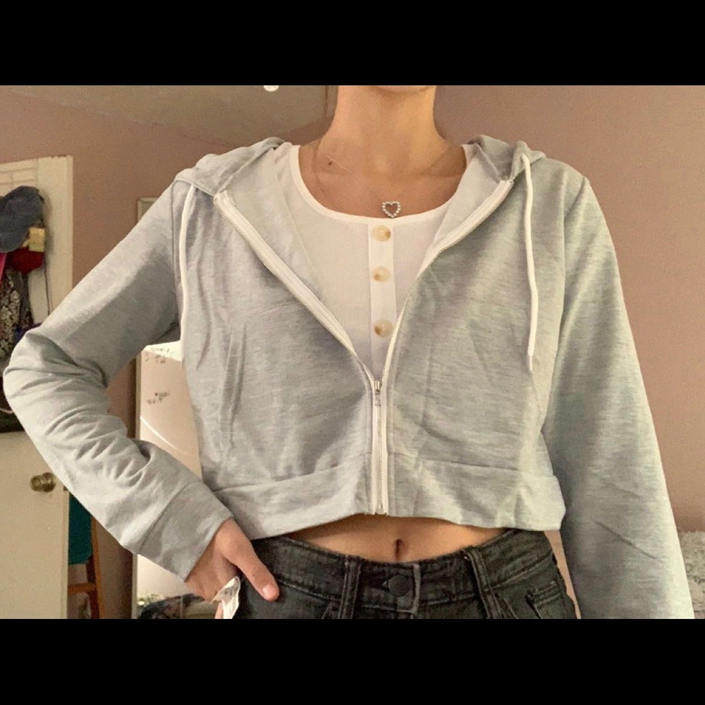 grey cropped jacket